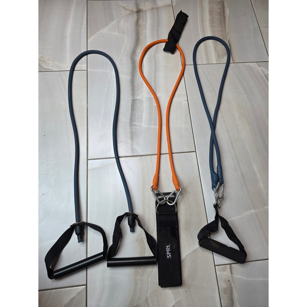 SPRI Resistance Band Set Blue Orange Exercise Tubes Handles Ankle Strap E1